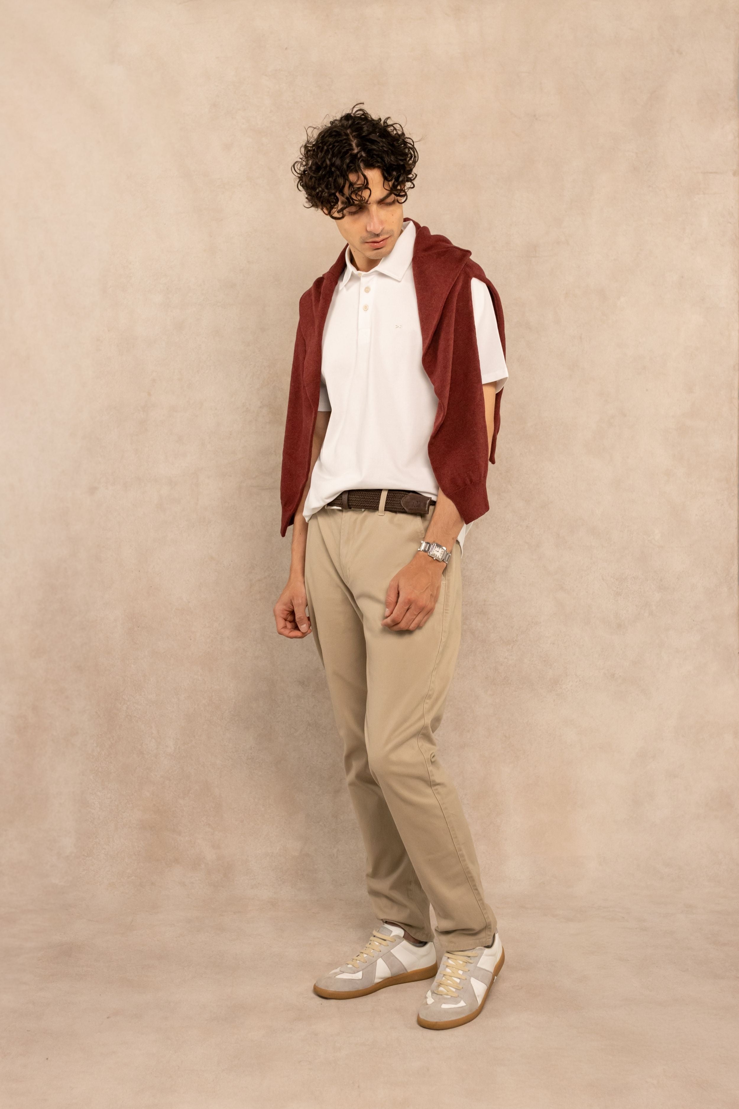 Polera Cuello Polo Antimanchas Blanco