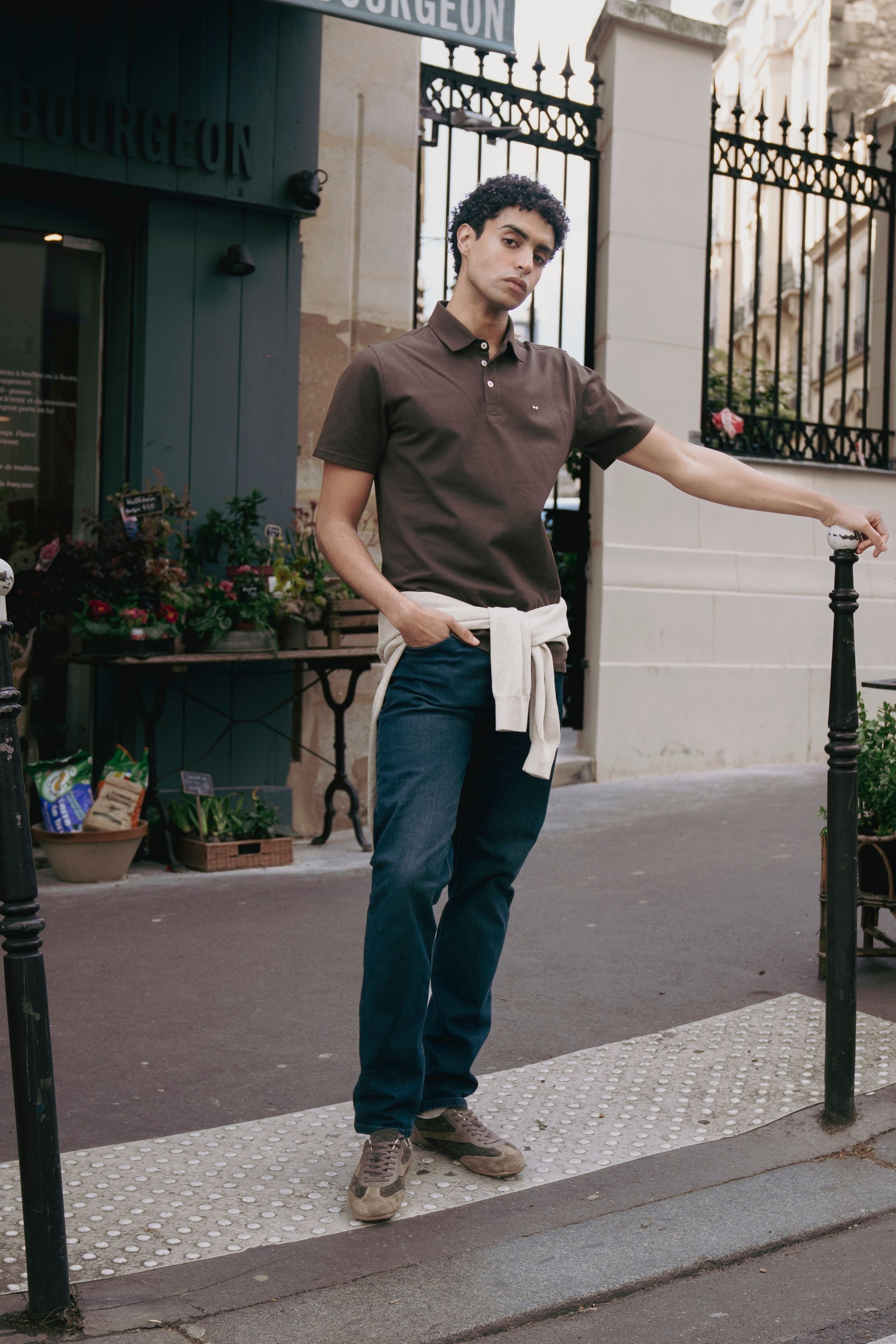 Polera Cuello Polo Antimanchas Café