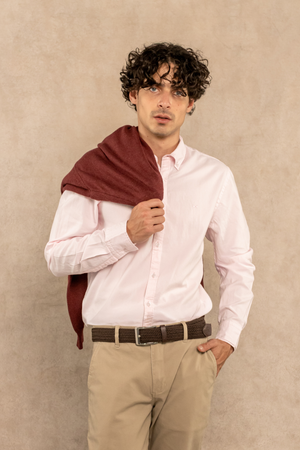 Camisa Antimanchas Oxford Pink Logo Contraste