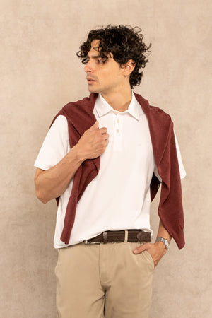 Polera Cuello Polo Antimanchas Blanco