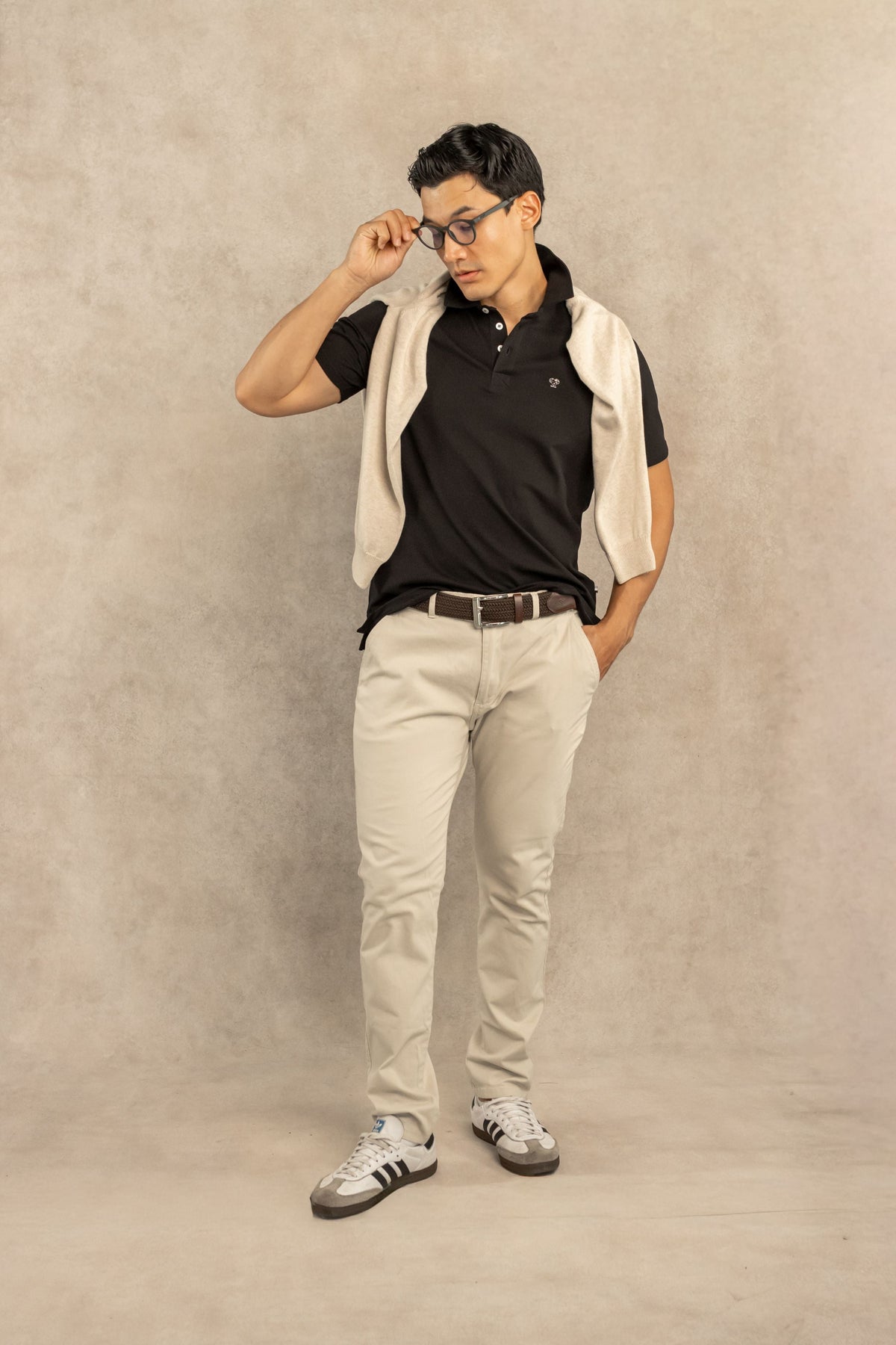 Polera Cuello Polo Antimanchas Negra